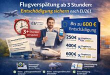 Flugverspätung ab 3 Stunden